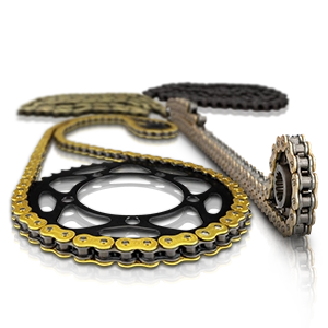 Catene per moto: catena nera e dorata, catena nera e catena argentata.